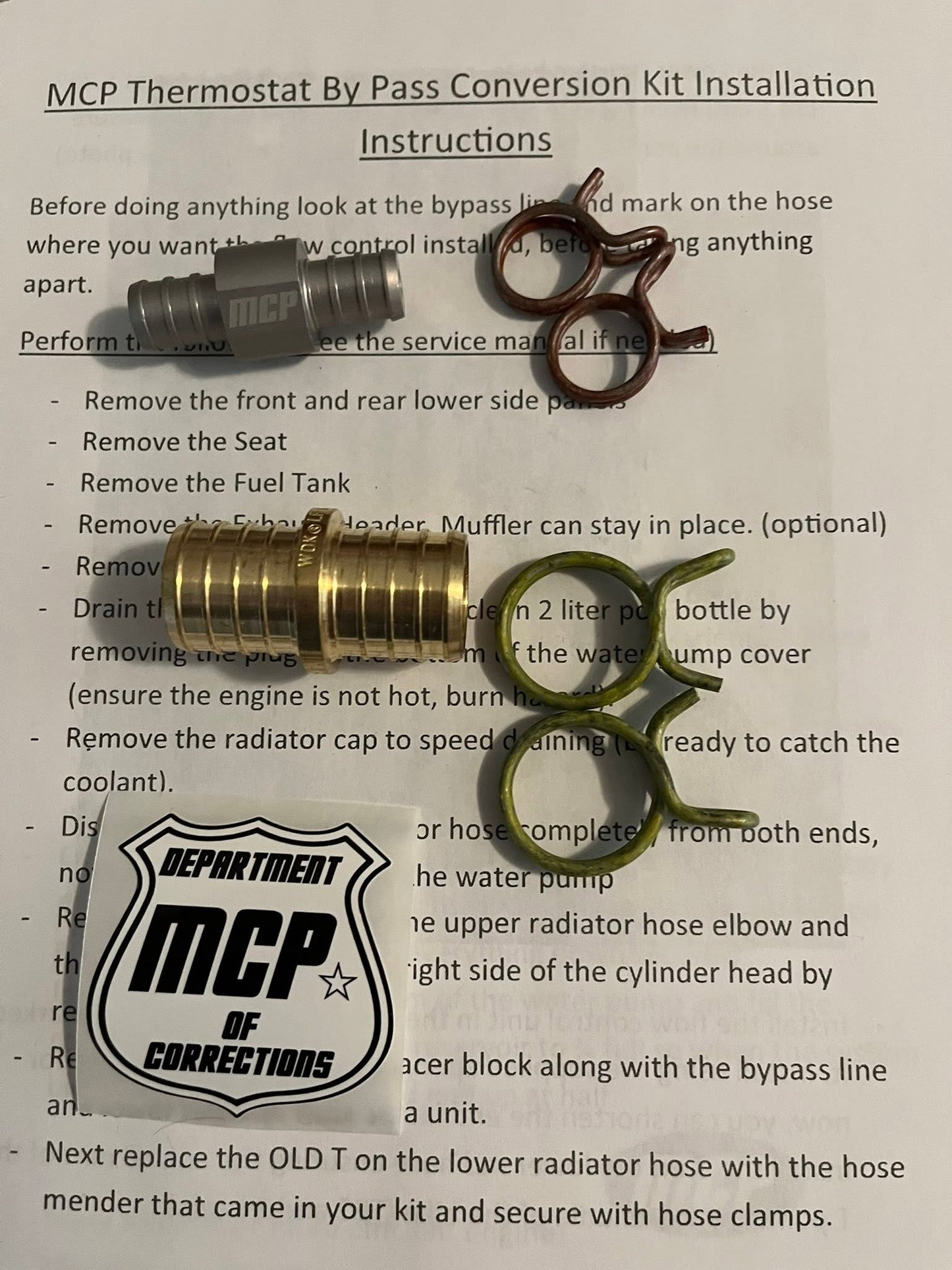 MCP Bypass Conversion Kit - If you have another brand bypass mod and want it to work the MCP way.