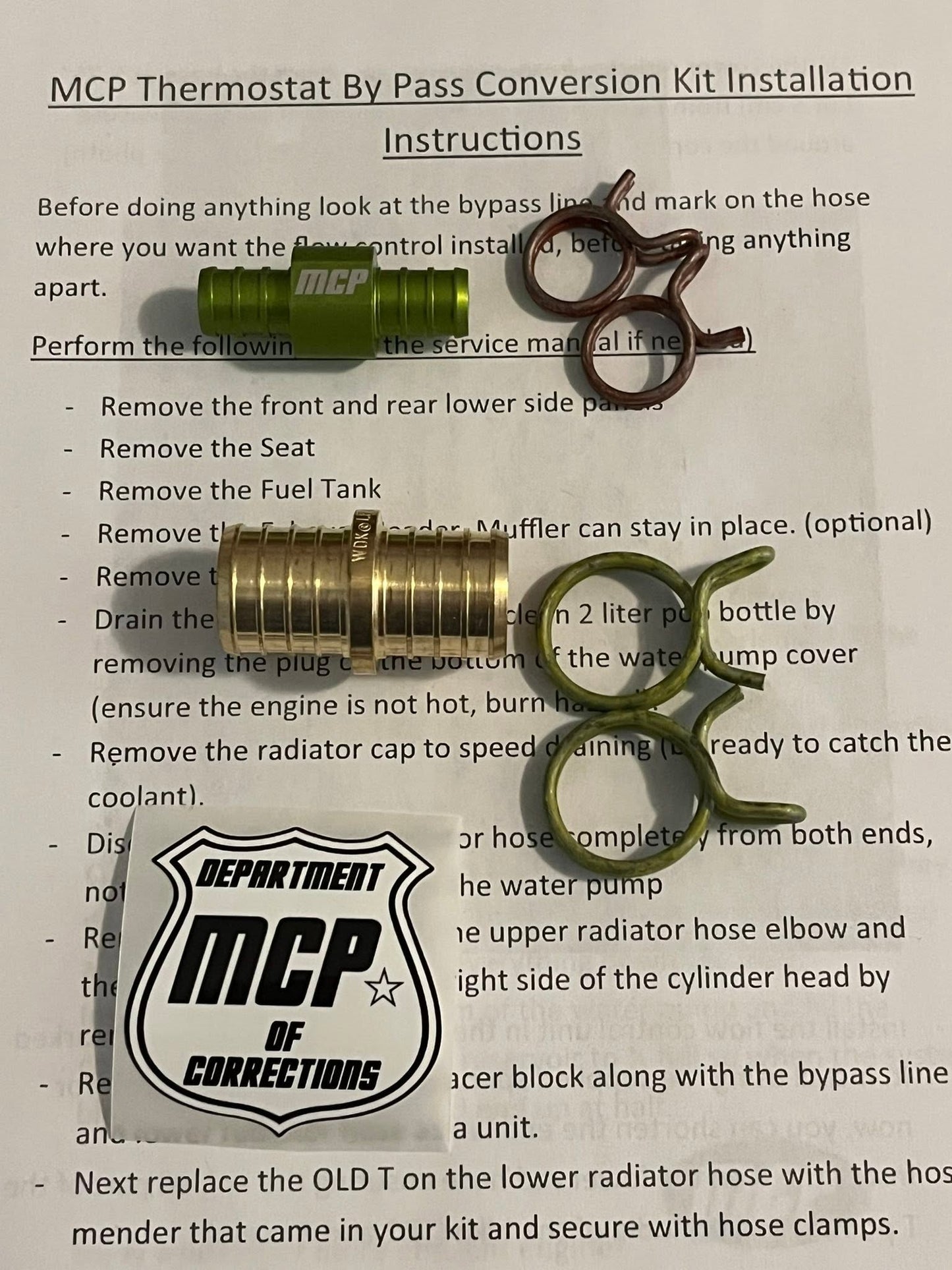 MCP Bypass Conversion Kit - If you have another brand bypass mod and want it to work the MCP way.